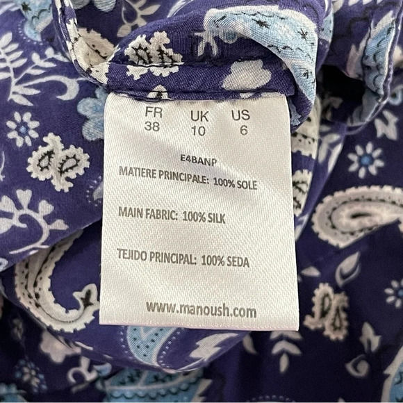 Manoush Paisley Print Silk Pants with Side Zipper and pockets blue size 38 - Picture 11 of 14